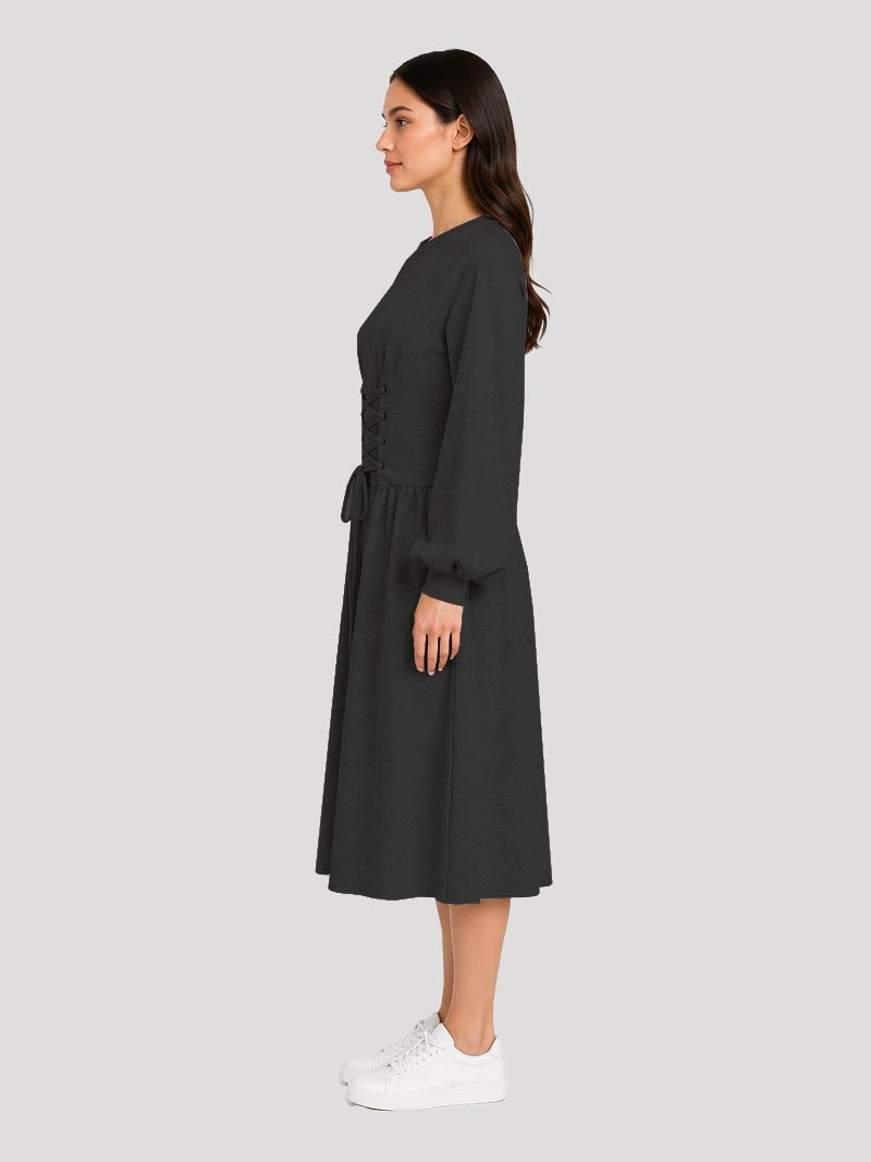 Midi Dress With Adjustble Corset