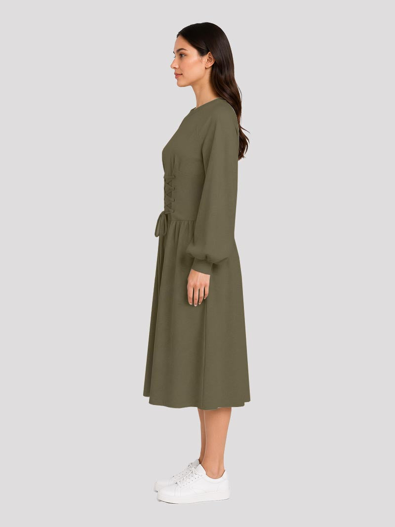Midi Dress With Adjustble Corset