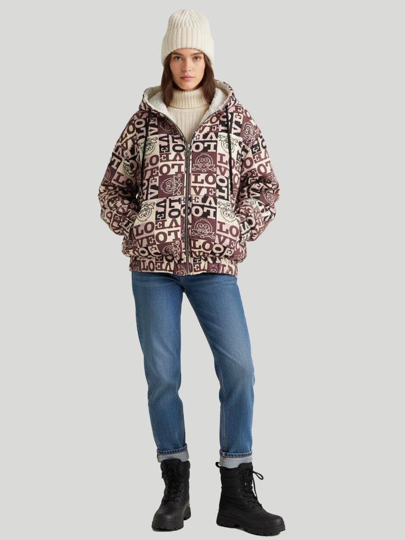Women’s Sherpa Jacket (Love Print)
