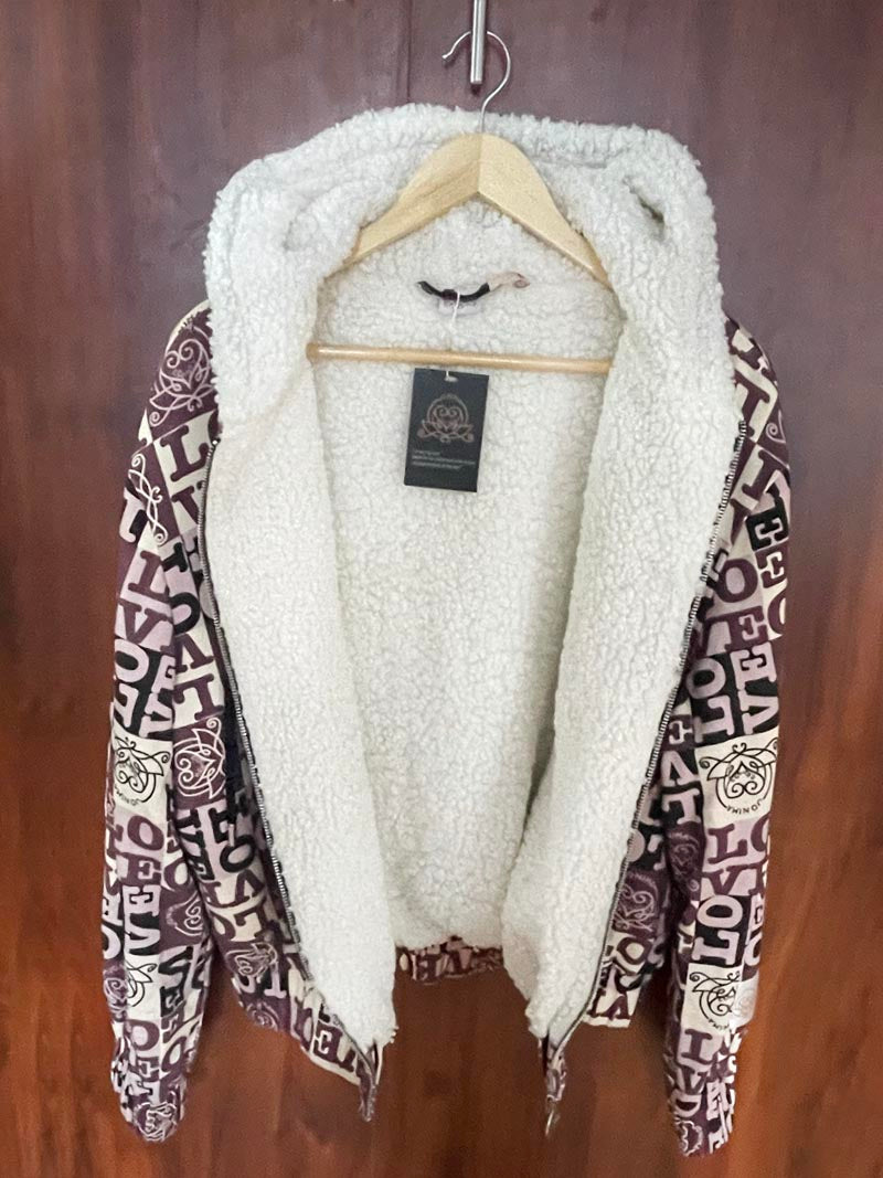 Women’s Sherpa Jacket (Love Print)