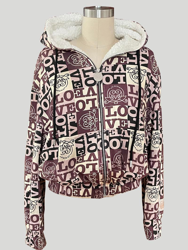 Women’s Sherpa Jacket (Love Print)