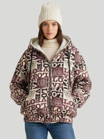 Load image into Gallery viewer, Women’s Sherpa Jacket (Love Print)
