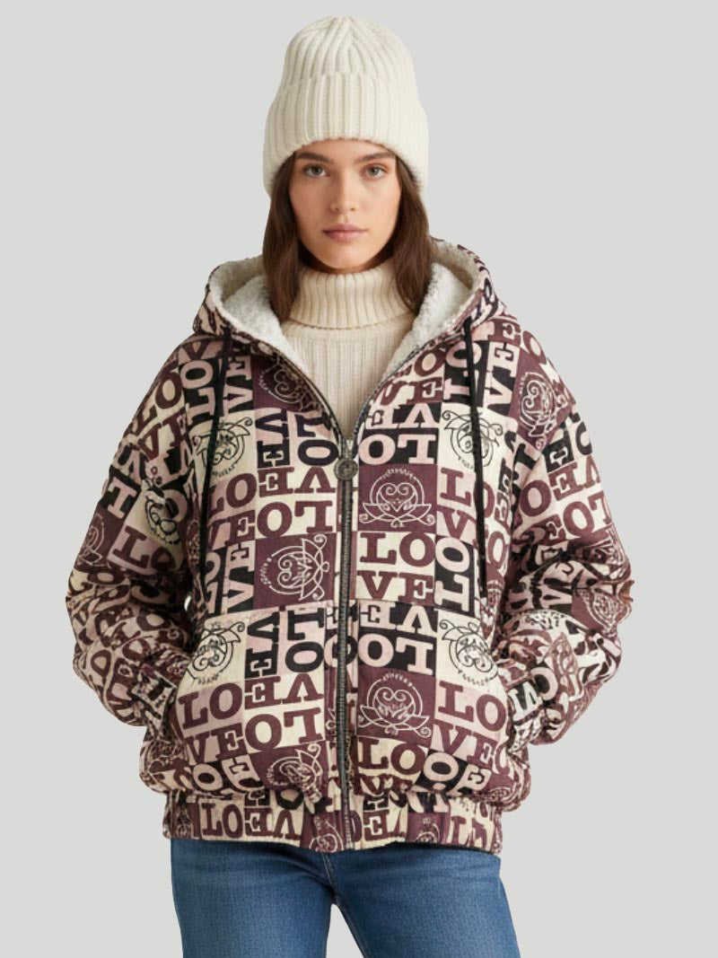 Women’s Sherpa Jacket (Love Print)