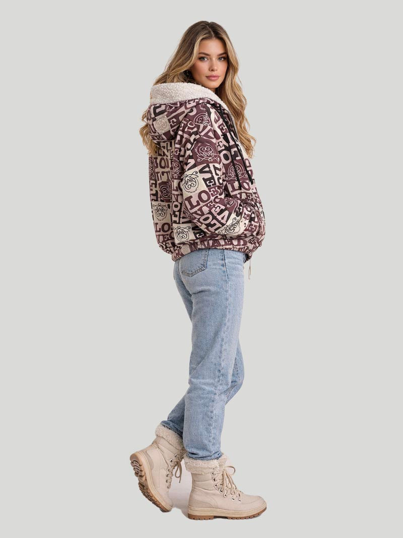 Women’s Sherpa Jacket (Love Print)