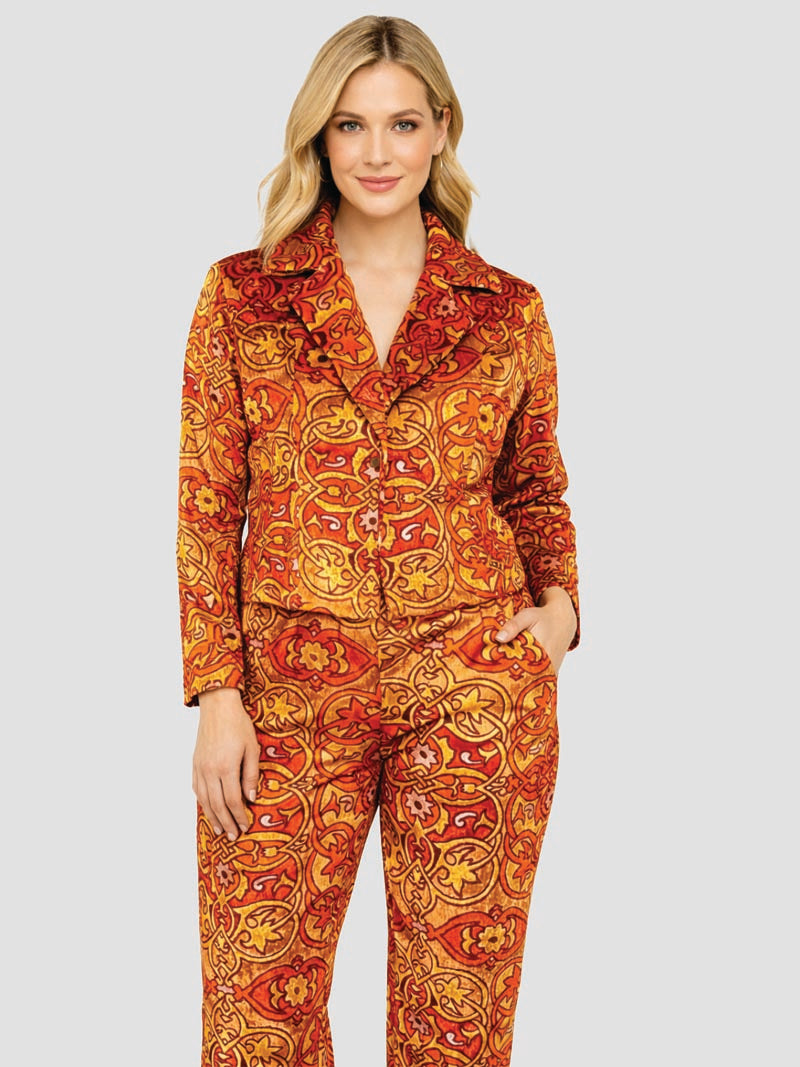 Velvet Cropped Jacket & Pant Set